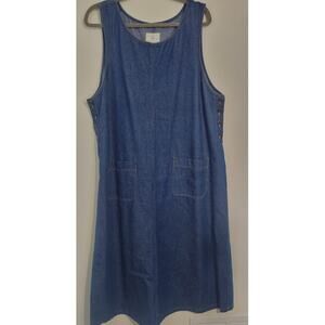 Susan Bristol Jean Dress Womens X-Large Knee Length Dark Blue Denim Vintage